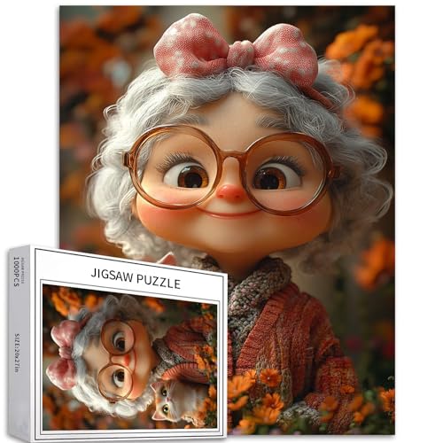 Puzzle mit rosa Schleife, 1000 Teile für Erwachsene, Cartoon-Stil, Kunst-Puzzle, bunt, DIY-Puzzles für Heimdekoration, Geschenke, Familienpuzzle, perfekt für Spieleabende, 50 x 70 cm von Generic