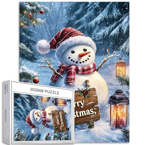Puzzle mit roter Nase, Schneemann, 1000 Teile für Erwachsene, Weihnachtsschild, Szene, Kunst, Puzzle, bunt, DIY-Puzzle, für Heimdekoration, Geschenke, Familienpuzzle, perfekt für Spielabende, 50 x 70 Puzzle mit roter Nase, Schneemann, 1000 Teile für Erwachsene, Weihnachtsschild, Szene, Kunst, Puzzle, bunt, DIY-Puzzle, für Heimdekoration, Geschenke, Familienpuzzle, perfekt für Spielabende, 50 x 70 von Generic
