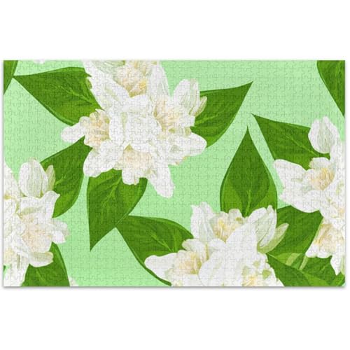 Puzzle mit weißen Jasminblumen, für Erwachsene, 500 Teile, feine Kunst, Malerei, schwieriges Puzzle, Geschenke für Puzzle-Liebhaber, 500 x 37 cm von Generic