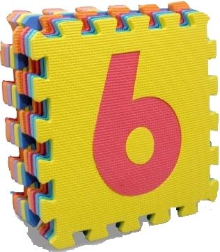 Puzzlematte 10 Stück - bunte Zahlen und Buchstaben aus weichem Gummi, isolierend, waschbar - Spielteppich für Kinder (Zahlen) von Generic