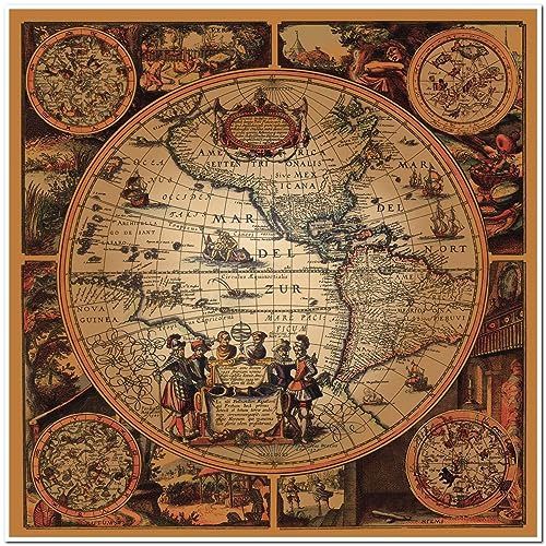 Puzzles 1000 Antike Weltkarte, Globus 75 * 50Cm von Generic