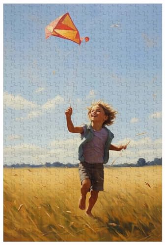 Puzzles für Erwachsene, 1000 Teile, für Kinder, die Drachen in einem riesigen Weizenfeld fliegen Lassen, Ölgemälde-Puzzles (a ; 1000) von Generic