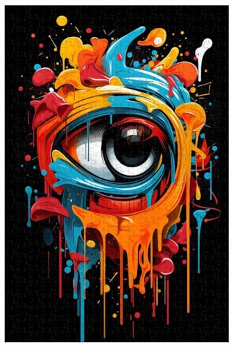 Puzzles für Erwachsene, 1000 Teile, für modische, farbenfrohe Graffiti-Augen-Kreativmalerei, Verschiedene Muster (d ; 500) von Generic