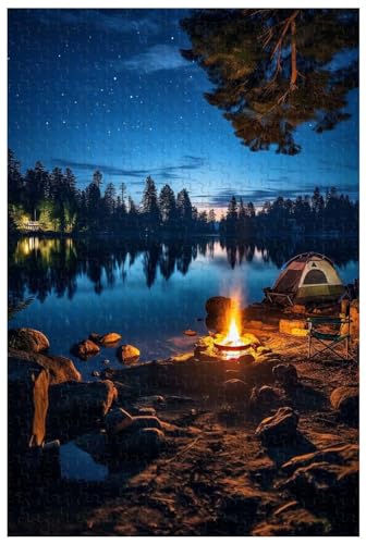 Puzzles für Erwachsene, 1000 Teile, zum Bauen Sie EIN Zelt am See unter den Sternen auf und zünden Sie EIN Lagerfeuer zum Zelten an (a ; 1000) von Generic