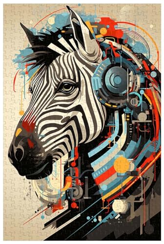 Puzzles für Erwachsene, 1000 Teile, zum Genießen von Musik, inspiriert von Zebras, Abstrakter Kunst, Tierpuzzles, Verschiedene Größen (b ; 1000) von Generic