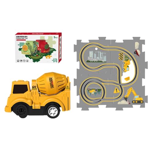 Puzzles und Gleis-Kombination, Puzzlematte „Rail Train“ zusammenbauen - Elektrisches Gleis-Spielset zum Zusammenbauen, Puzzle-Gleiswagen-Set - Spielzeug-Straßenbauer-Matten-Eisenbahnauto zum Geburtsta von Generic