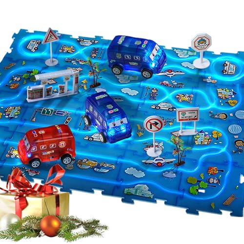 Puzzleschiene für Autorennbahn, Puzzle-Spielset für Autobahn | Puzzle Straßenbauer für Auto mit Fahrzeugen, Kreatives Spielzeug für Feinmotorik Romp von Generic