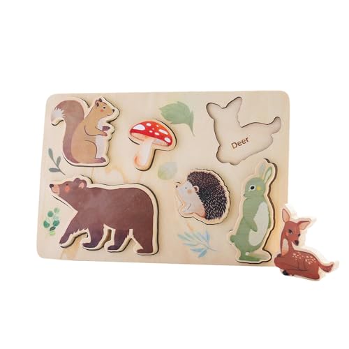 Puzzlespiele Modell-Matching Puzzles Set Tiere aus Holz | Puzzle Board mit Tieren, Integriertes Puzzle mit Astronaut für Früherziehung und intellektuelle Entwicklung von Generic