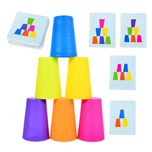 Quick Cups-Fast Reflex Cup Spiel | Lustige Spiele für Kinder, intellektuelle Flugbecher | Stapelspiele, interaktives Eltern-Kind-Set mit Glocke und Anleitungszubehör von Generic