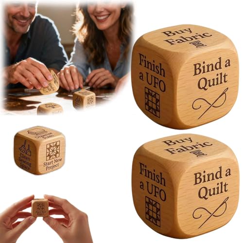 Quilter-Würfel, handgefertigter Entscheidungswürfel aus Holz mit 6 gravierten Nähaufgaben, Q-uilters Decision D-Ice, lustiges Nähwerkzeug für Q-Uilter und Bastler, ein für Heimwerker von S-Ewing Quilter-Würfel, handgefertigter Entscheidungswürfel aus Holz mit 6 gravierten Nähaufgaben, Q-uilters Decision D-Ice, lustiges Nähwerkzeug für Q-Uilter und Bastler, ein für Heimwerker von S-Ewing von Generic