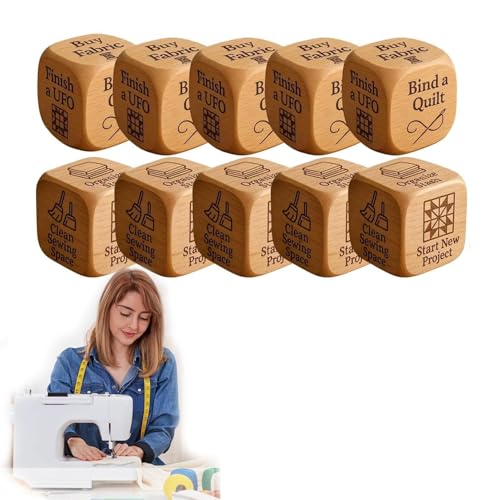 Quilter-Würfel, handgefertigter Quilter-Entscheidungswürfel aus Holz, lustiges Quilt-Motivationstool und Bastelgeschenk for Quilter, Näher und Bastelliebhaber(10pcs) von Generic