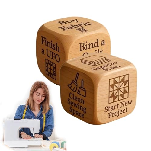 Quilter-Würfel, handgefertigter Quilter-Entscheidungswürfel aus Holz, lustiges Quilt-Motivationstool und Bastelgeschenk for Quilter, Näher und Bastelliebhaber(2pcs) von Generic