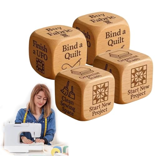 Quilter-Würfel, handgefertigter Quilter-Entscheidungswürfel aus Holz, lustiges Quilt-Motivationstool und Bastelgeschenk for Quilter, Näher und Bastelliebhaber(4pcs) von Generic