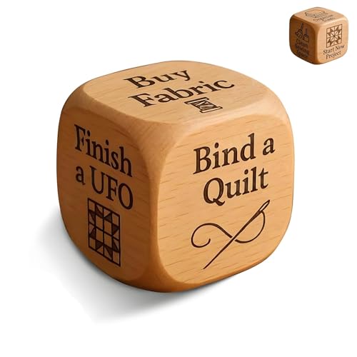 Quilter's Dice, Handgemachter Quilting-Entscheidungswürfel aus Holz mit 6 gravierten Nähaufgaben, Handgemachtes lustiges Nähgeschenk for Quilter, Spark Sewing Inspiration(1pcs) von Generic