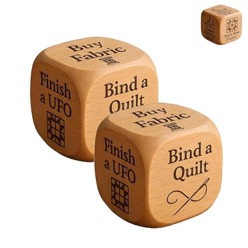Quilter's Dice, Handgemachter Quilting-Entscheidungswürfel aus Holz mit 6 gravierten Nähaufgaben, Handgemachtes lustiges Nähgeschenk for Quilter, Spark Sewing Inspiration(2pcs) von Generic