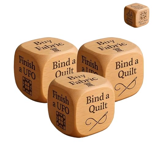 Quilter's Dice, Handgemachter Quilting-Entscheidungswürfel aus Holz mit 6 gravierten Nähaufgaben, Handgemachtes lustiges Nähgeschenk for Quilter, Spark Sewing Inspiration(3pcs) von Generic