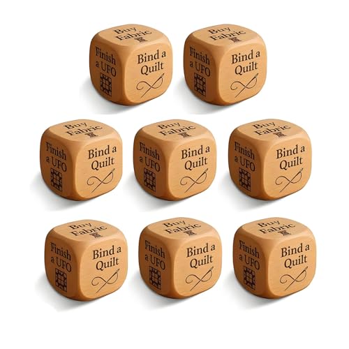 Quilter's Dice, Handgemachter Quilting-Entscheidungswürfel aus Holz mit 6 gravierten Nähaufgaben, Handgemachtes lustiges Nähgeschenk for Quilter, Spark Sewing Inspiration(8pcs) von Generic