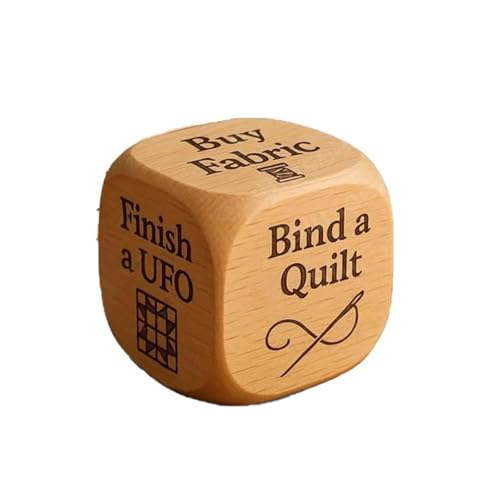 Quilters Würfel, handgefertigte hölzerne Quiltentscheidungswürfel mit 6 gravierten Nähaufgaben, die mit unterhaltsamen Quilt -Eingaben eingraviert sind, um Inspiration zu fördern (1pc) von Generic