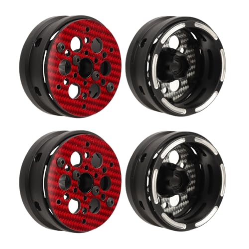 RC -Autoradfelgen, Ausgezeichnete Verschleißfestigkeit 1,9 Zoll Reines Kohlefaser -Panel Perldlock Rad Rims Leichte Gewicht für den Austausch (Rot) von Generic