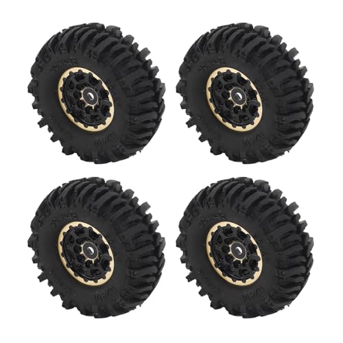 RC -Autoradreifen, 2,17 Zoll Außendurchmesser Robuster Messing Rim RC Gummi -Reifen 22 Mm Breite 7mm Sechskantantrieb für SCX24 1/24 (Rechtwinkligkeitsloch) von Generic