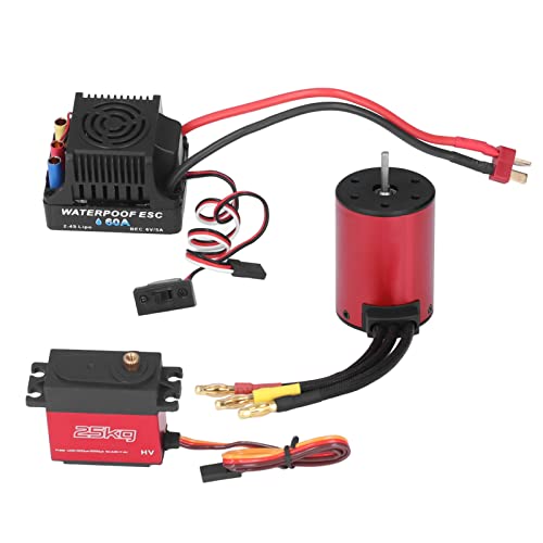 RC Bürstenloser Motorkit, 60A Kurzzeilige ESC S3650 4300KV Motor Kit mit 25 Kg Servo für 1/8 1/10 RC -Auto RC Bürstenloser Motorkit, 60A Kurzzeilige ESC S3650 4300KV Motor Kit mit 25 Kg Servo für 1/8 1/10 RC -Auto von Generic