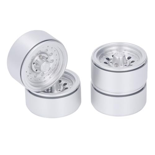 RC Car Wheel Rand, RC Rad Rand Set Ausgezeichneter Traktion Beadlock Design Aluminiumlegierung 1,9 Zoll mit Schrauben Zum Austausch (Silver) von Generic
