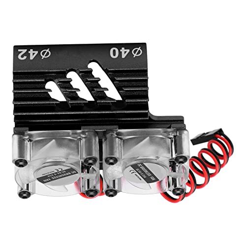 RC -Lüftermotor, Kühlung von Zwillingsventilatoren Motor Kühlkörper mit Aluminium und Plastikmaterial für 1/8 1/7 RC -Auto Summit Arrma ZD Racing (Black) von Generic