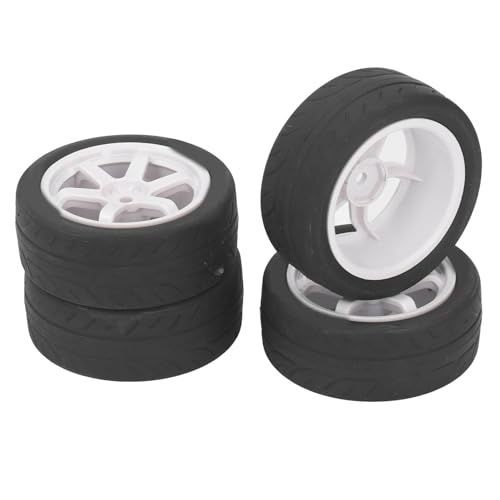 RC-Reifen, Stark Dämpfendes Gummi-Kunststoff-RC-Car-Rad für 1/10 Ferngesteuertes Fahrzeug (White) von Generic