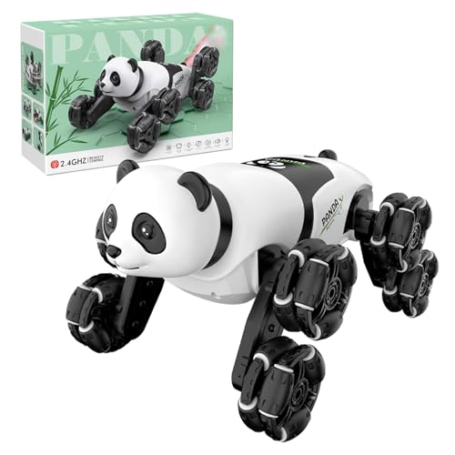 RC Spielzeugauto,8-Rad Fernsteuerungsauto Mit Sprühfunktion - Interaktives Pandabären-Design Rennauto Roboter Fahrzeug Für Kinder Jugendliche Erwachsene von Generic