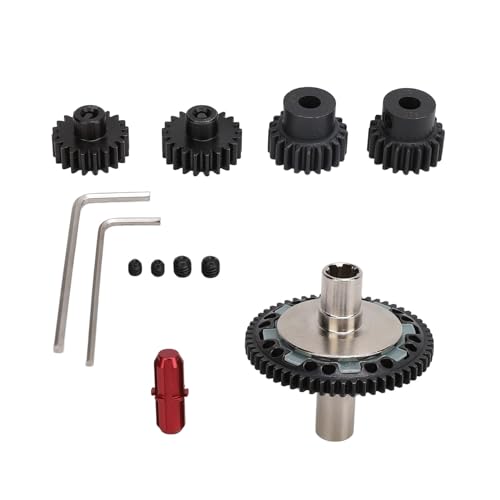 RC-Zahnradsatz, 57T 0,8mod Slipper-Zahnradsatz aus Gehärtetem Stahl 20T 21T RC-Motorzahnrad mit Abtriebswelle für ARRMA 1/10 1/8 4S RC-Autos (Rot) von Generic
