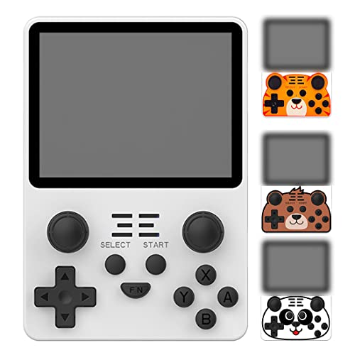 RGB20S 16G Handheld Spielkonsole, Retro Konsole, Quelloffenes Arkos-System auf Basis von Linux, 16G+32G 10,000 Spiele integriert, Inklusive Tieraufkleber (Weiß) von Generic