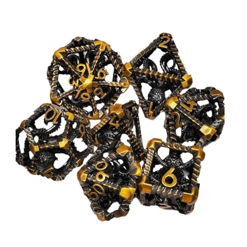 RPG Polyedral Dice Set - Metal Tabletop Dice Game, Steampunk -Rollenspiel -Würfel | Steampunk Dragon Dice Set, Premium Metal Polyedral Dice Set, Hohlmetallwürfel für Tischspiele von Generic