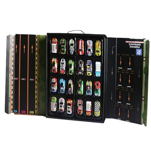 Rack Race CAR Rack WAHR Rack - 24 -teiliger -Rückenauto -Set | Reibungsbetriebene kleine Fahrzeuge Spielset, realistische Spielzeugautos für Kinder, perfekte Goodie-Bag-Stuffers & Party-Gefälligk von Generic