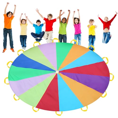 Rainbow Fallschirm Kids – Regenbogen-Fallschirm für Kinder | Partyspiel-Fallschirm mit Griffen, Regenbogen-Fallschirmspielzeug für Kinder, Gymnastik für Kinder Rainbow Fallschirm Kids – Regenbogen-Fallschirm für Kinder | Partyspiel-Fallschirm mit Griffen, Regenbogen-Fallschirmspielzeug für Kinder, Gymnastik für Kinder von Generic
