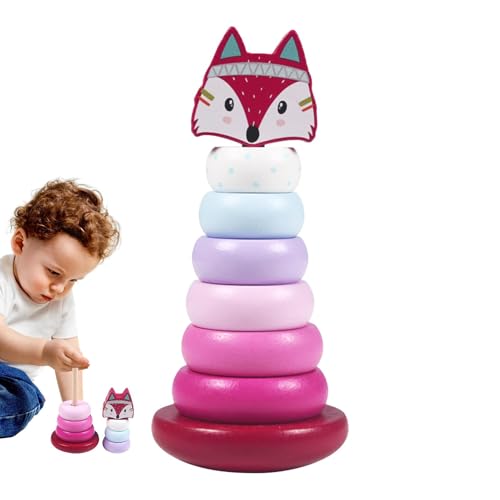 Rainbow Tower, stapelbare Ringe aus Holz, Bausteine für Kinder und Stapelring, sensorisches Erkundungsspielzeug mit Irisring, Bausteinspielzeug für Kinder Rainbow Tower, stapelbare Ringe aus Holz, Bausteine für Kinder und Stapelring, sensorisches Erkundungsspielzeug mit Irisring, Bausteinspielzeug für Kinder von Generic