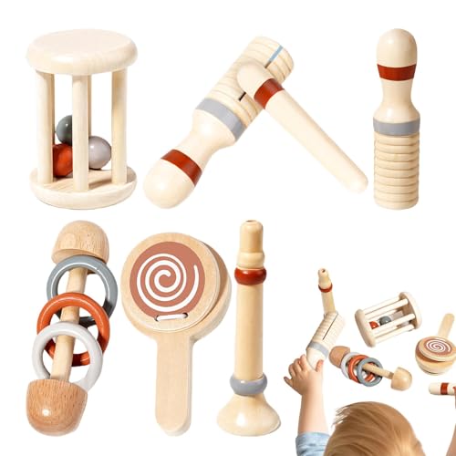 Rassel für Rassel und Musik für | flackernde Rassel aus Holz, entspannendes Lernspielzeug, Rasselmusikinstrument-Set, Didaktisches Musikspielzeug für von Generic
