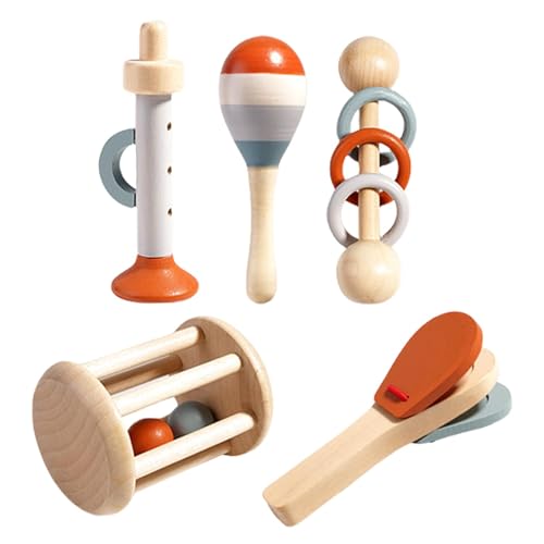 Rasselinstrument, Maracas aus Holz - Lernspielzeug - Handrührer, Rasselrolle, Trompete, Maracas Shaker, Ringrassel, Musikspielzeug für frühes Lernen Rasselinstrument, Maracas aus Holz - Lernspielzeug - Handrührer, Rasselrolle, Trompete, Maracas Shaker, Ringrassel, Musikspielzeug für frühes Lernen von Generic