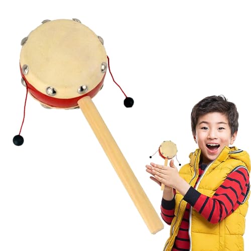 Rasseltrommel, Rasseltrommel für Kinder | Rasselspielzeug für Kinder | Rasseltrommel Holz Rasseltrommel, Trommelinstrument, chinesischer Stil Trommel, Torsionstrommel für Kinder, rag von Generic