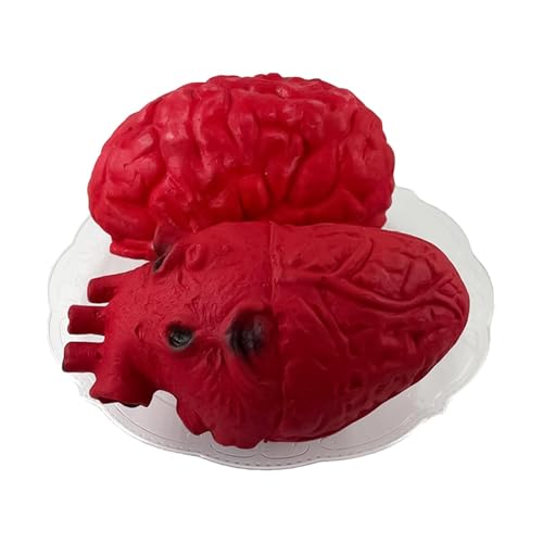 Realistisches Herz-Accessoire – Simulation Gehirnherz auf einem Teller, blutige Simulation Herz Halloween Simulation Herz Fake Heart Fake Heart Party Dekoration von Generic