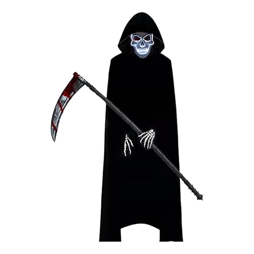 Reaper, Halloween-Outfits, Kostüm-Set, Todeskostüm, Halloween-Kostüm, 4 x Schädelhandschuhe, mit Kapuze, Kleidung für Halloween, Karneval von Generic