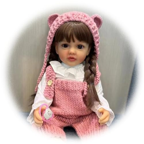 Reborn Puppen Mädchen 22 Zoll 55CM Vollsilikon-Vinylpuppe Die echt Aussehen Reborn Mädchen Geburtstagsgeschenke Puppe Stehen Puppen kann gebadet von Generic