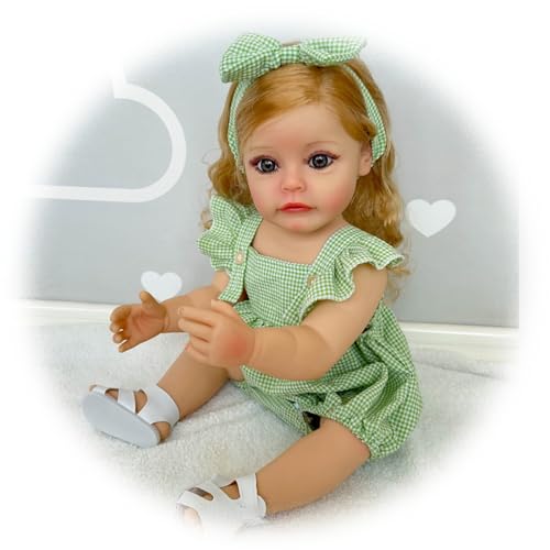 Reborn Puppen Mädchen 22 Zoll 55CM Vollsilikon-Vinylpuppe Die echt Aussehen Reborn Mädchen Geburtstagsgeschenke Puppe Stehen süßes Puppen von Generic