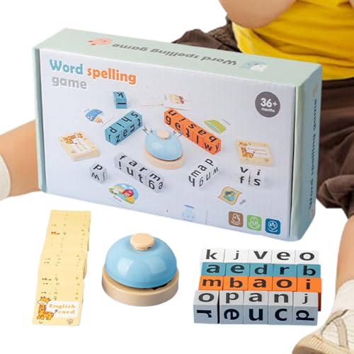 Rechtschreibblock-Spielzeug aus Holz, Alphabet-Rechtschreibspiel-Spielzeug mit Flash-Karten | Alphabet-Lern-Puzzle für Kinder ab 3 Jahren, Rekonn-Spiel Rechtschreibblock-Spielzeug aus Holz, Alphabet-Rechtschreibspiel-Spielzeug mit Flash-Karten | Alphabet-Lern-Puzzle für Kinder ab 3 Jahren, Rekonn-Spiel von Generic