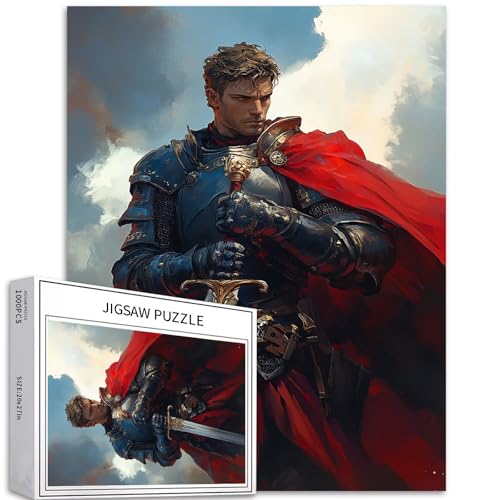 Red Cape Knight Puzzle für Erwachsene, 1000 Teile, Helden-Thema, Kunst-Puzzle, bunt, DIY-Puzzles für Heimdekoration, Geschenke, Familienpuzzle, perfekt für Spieleabende, 50 x 70 cm von Generic