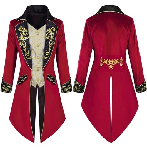 Redingote Gothic Jacke Mittelalter Steampunk Herren Redingote Viktorianische Steampunk Steampunk Kostüm Halloween Vintage Frack für Kostüm Vampir Kostüm König Kostüm von Generic