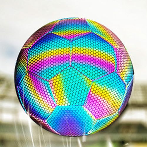 Reflektierender Fußball - holografischer reflektierender Fußball | Fußball leuchtet im Dunkeln | Beleuchteter PU Fußball | Allwetter-Outdoor Fußball | Bälle Reflektierender Fußball - holografischer reflektierender Fußball | Fußball leuchtet im Dunkeln | Beleuchteter PU Fußball | Allwetter-Outdoor Fußball | Bälle von Generic