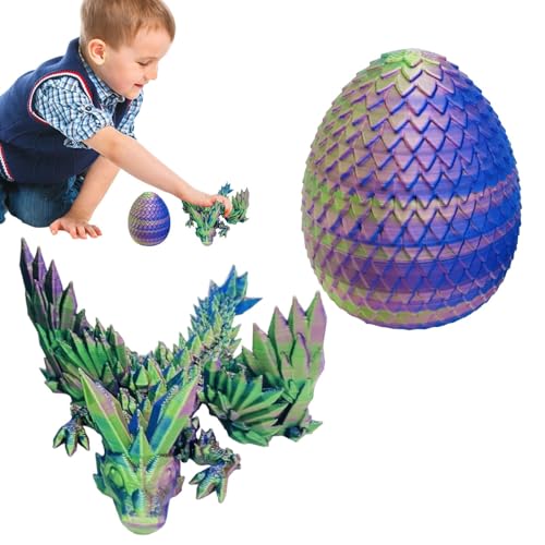 Regenbogen-Überraschungsei, Drachenei bedruckt | Drachenspielzeug mit aufgedruckten Motiven, bewegliche Gelenke lindern Stress, Gelenkdrache, Fidget Spielzeug zur Heimdekoration von Generic