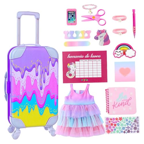 Reise-Puppe, Puppenzubehör für Mädchen, Reise-Set für Mädchen, 45,7 cm (18 Zoll), Dress Up und Fingen, 17-teiliges Set von Generic