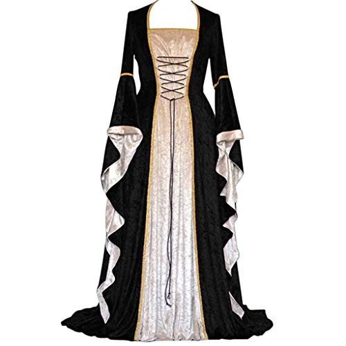 Renaissance Kleid für Damen Samt Mittelalter Kleider Damen Trompetenärmel Vintage Maxikleid mit Korsett Karneval Renaissance Kleid für Damen Samt Mittelalter Kleider Damen Trompetenärmel Vintage Maxikleid mit Korsett Karneval von Generic