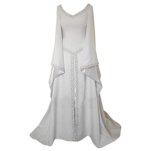 Renaissance Retro Partykleid Damen Langarm Mittelalter Kleid Kleider FüR Halloween Karneval Festival Abendanzug Sets Vampir BöSe Uniform Party Langer Umhang Cosplay KostüM 2025 von Generic